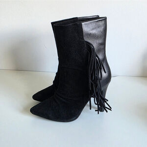 Raye Black Stiletto Heeled Fringe Boots Size 6.5